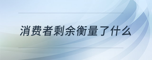 消費(fèi)者剩余衡量了什么