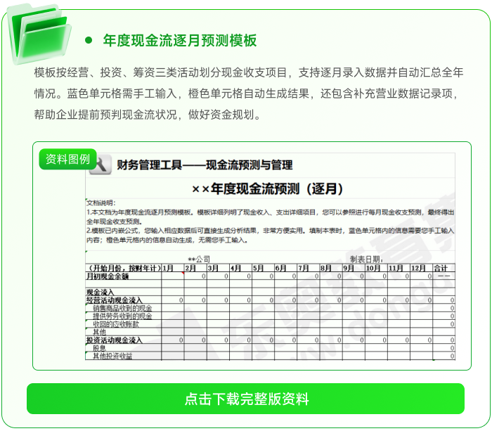 02年度現(xiàn)金流逐月預(yù)測(cè)模板