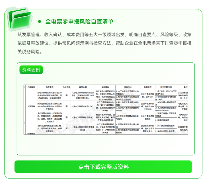 全電票零申報(bào)風(fēng)險(xiǎn)自查清單