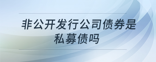 非公開發(fā)行公司債券是私募債嗎