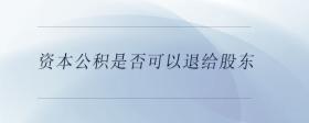 資本公積是否可以退給股東