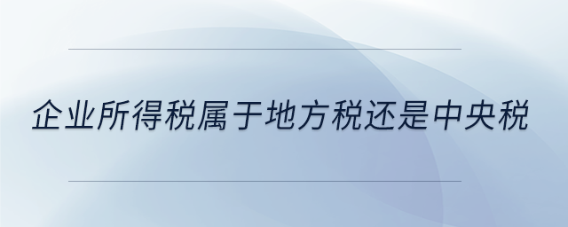 企業(yè)所得稅屬于地方稅還是中央稅