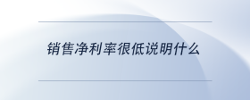 銷售凈利率很低說明什么