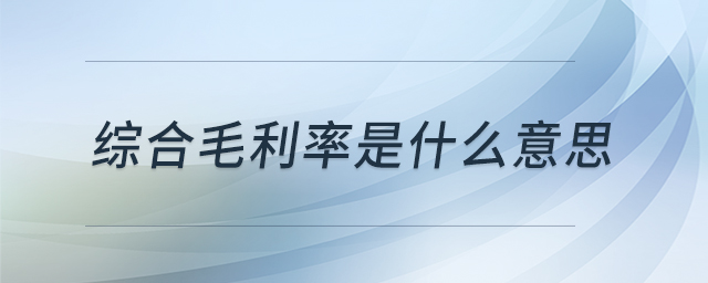 綜合毛利率是什么意思