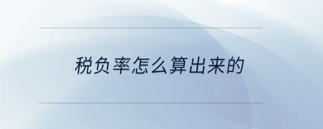 稅負率怎么算出來的