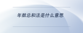 年數(shù)總和法是什么意思