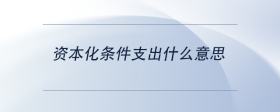 資本化條件支出什么意思