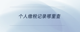 個(gè)人繳稅記錄哪里查