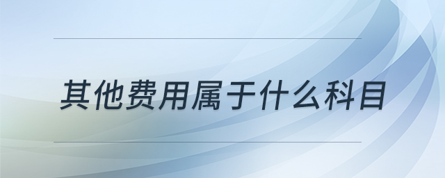 其他費用屬于什么科目