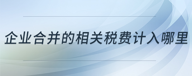 企業(yè)合并的相關(guān)稅費(fèi)計(jì)入哪里