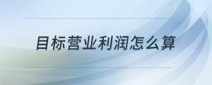 目標(biāo)營業(yè)利潤怎么算