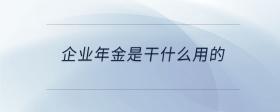 企業(yè)年金是干什么用的