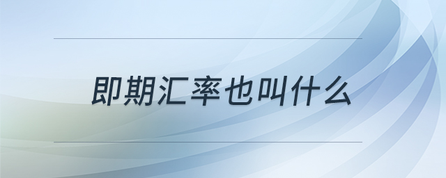 即期匯率也叫什么
