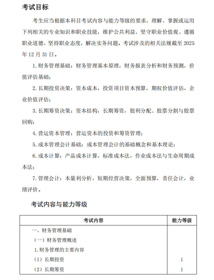 官方考試大綱