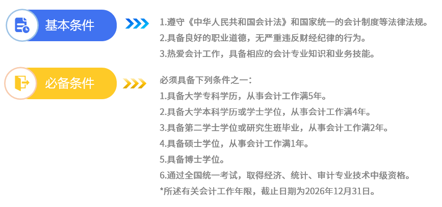 中級會計(jì)報名條件