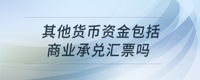 其他貨幣資金包括商業(yè)承兌匯票嗎