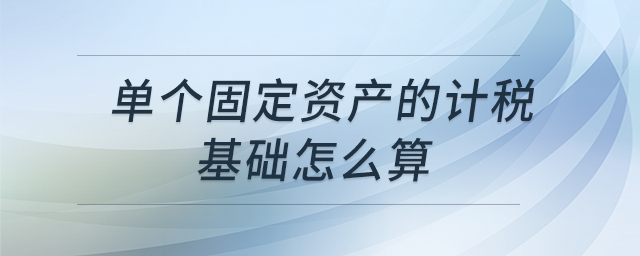 單個固定資產(chǎn)的計(jì)稅基礎(chǔ)怎么算
