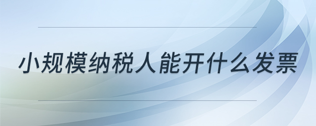 小規(guī)模納稅人能開什么發(fā)票