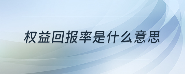 權(quán)益回報(bào)率是什么意思