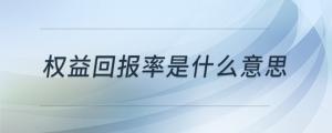 權(quán)益回報率是什么意思