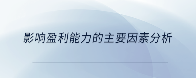 影響盈利能力的主要因素分析