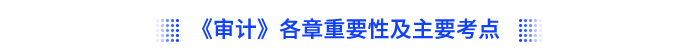 《審計》各章重要性及主要考點(diǎn)