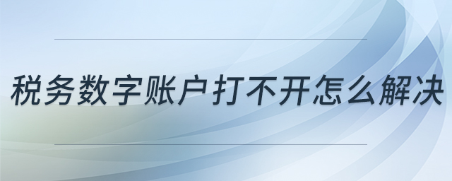 稅務(wù)數(shù)字賬戶打不開怎么解決