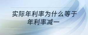 實(shí)際年利率為什么等于年利率減一
