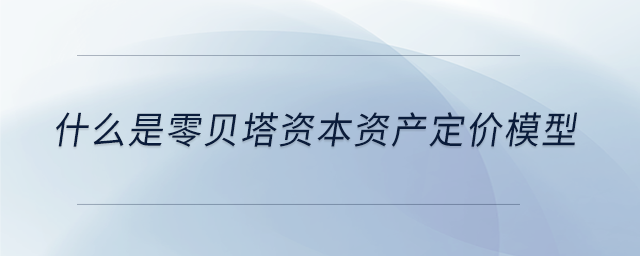 什么是零貝塔資本資產(chǎn)定價模型