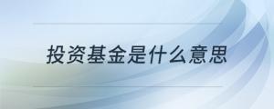 投資基金是什么意思