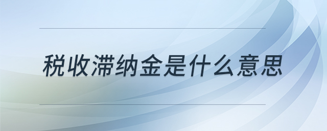 稅收滯納金是什么意思