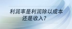 利潤率是利潤除以成本還是收入？