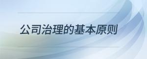 公司治理的基本原則