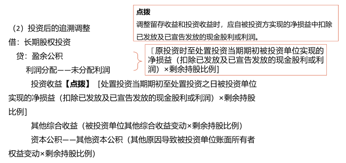 投資后的追溯調(diào)整