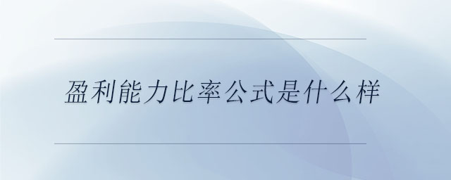 盈利能力比率公式是什么樣